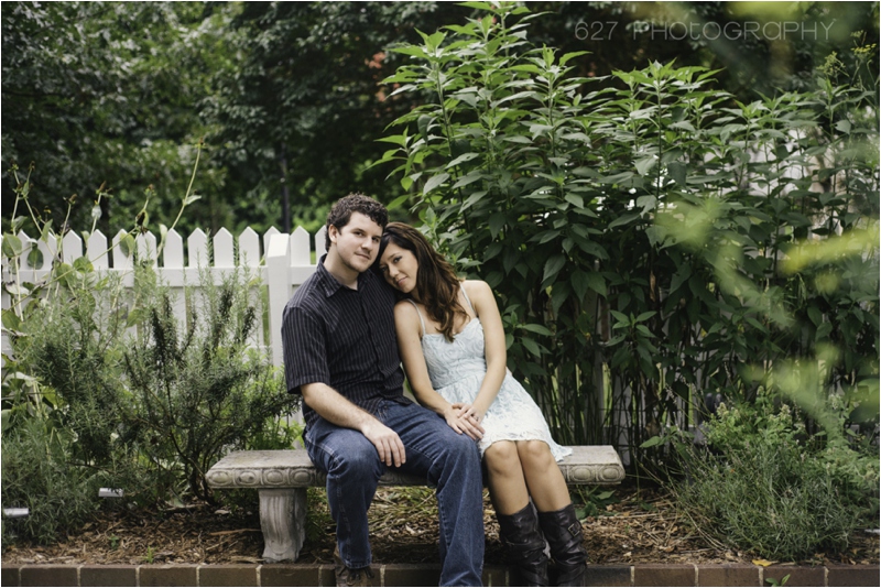 Garden Engagement Photography Session Raleigh NC Historic Oak View Park