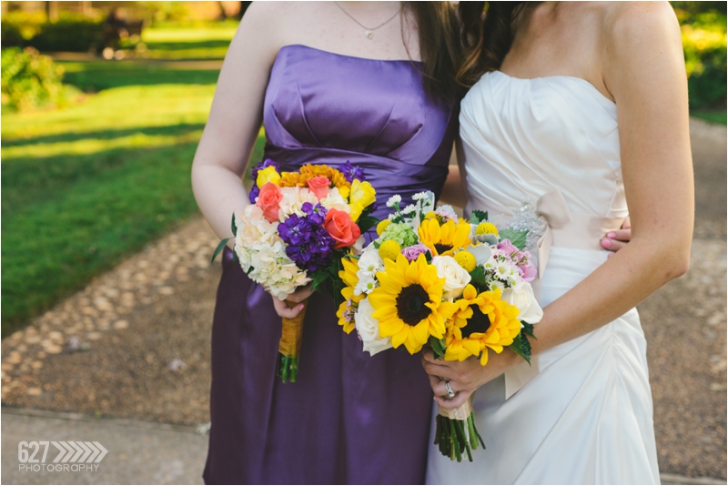 Wedding at Fred Fletcher Park, Raleigh NC Bridal Bouquet with Sunflowers