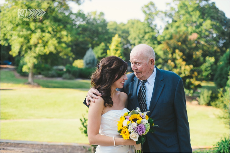 Bride with Grandfather Wedding at Fred Fletcher Park, Raleigh NC