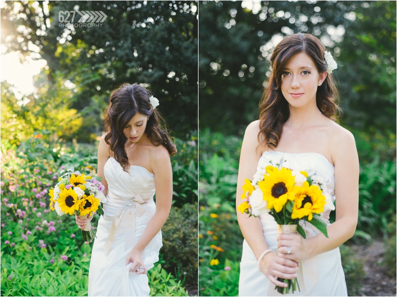Beautiful bride with sunflower bouquet