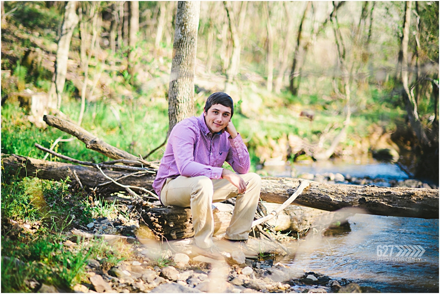 high school senior guy in a creek