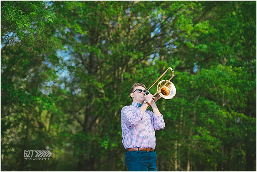 senior boy with trombone