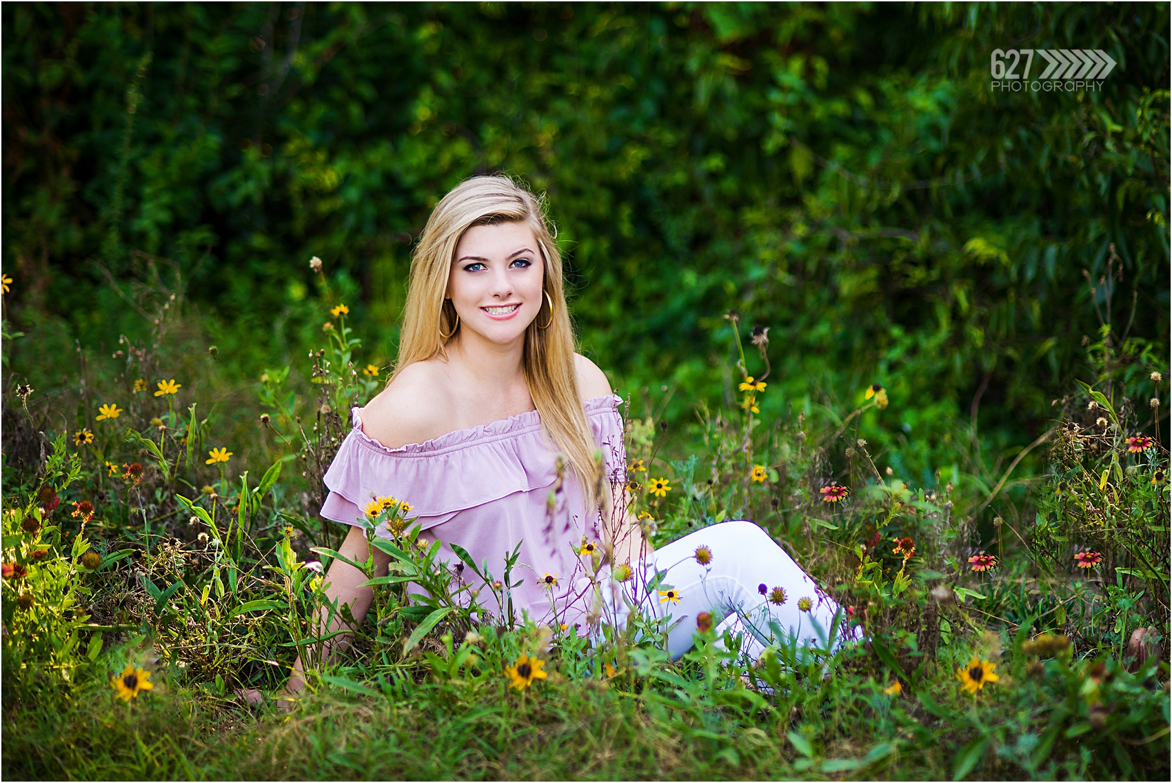 senior girl in wildflowers