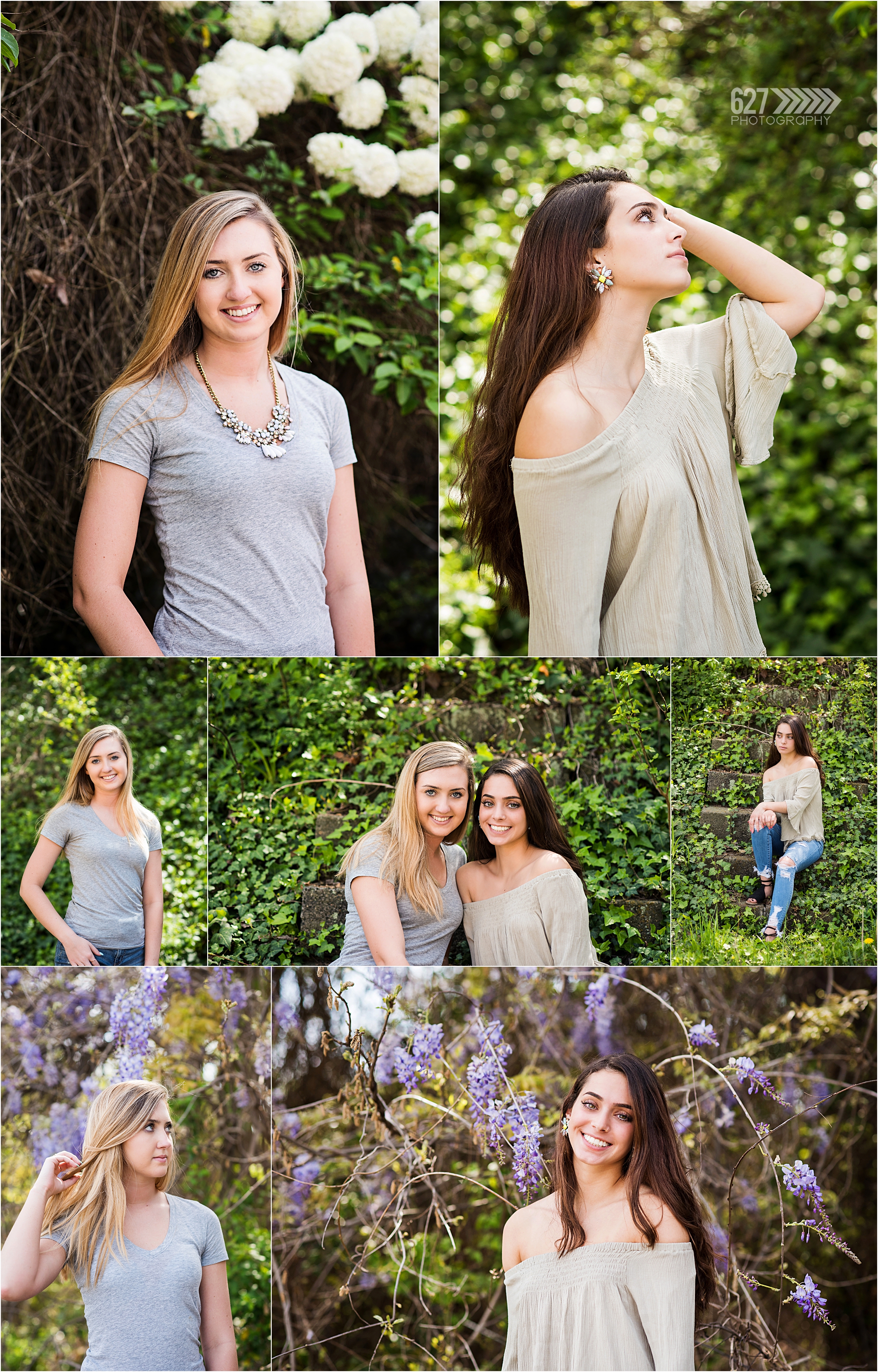 senior portraits with wisteria and ivy