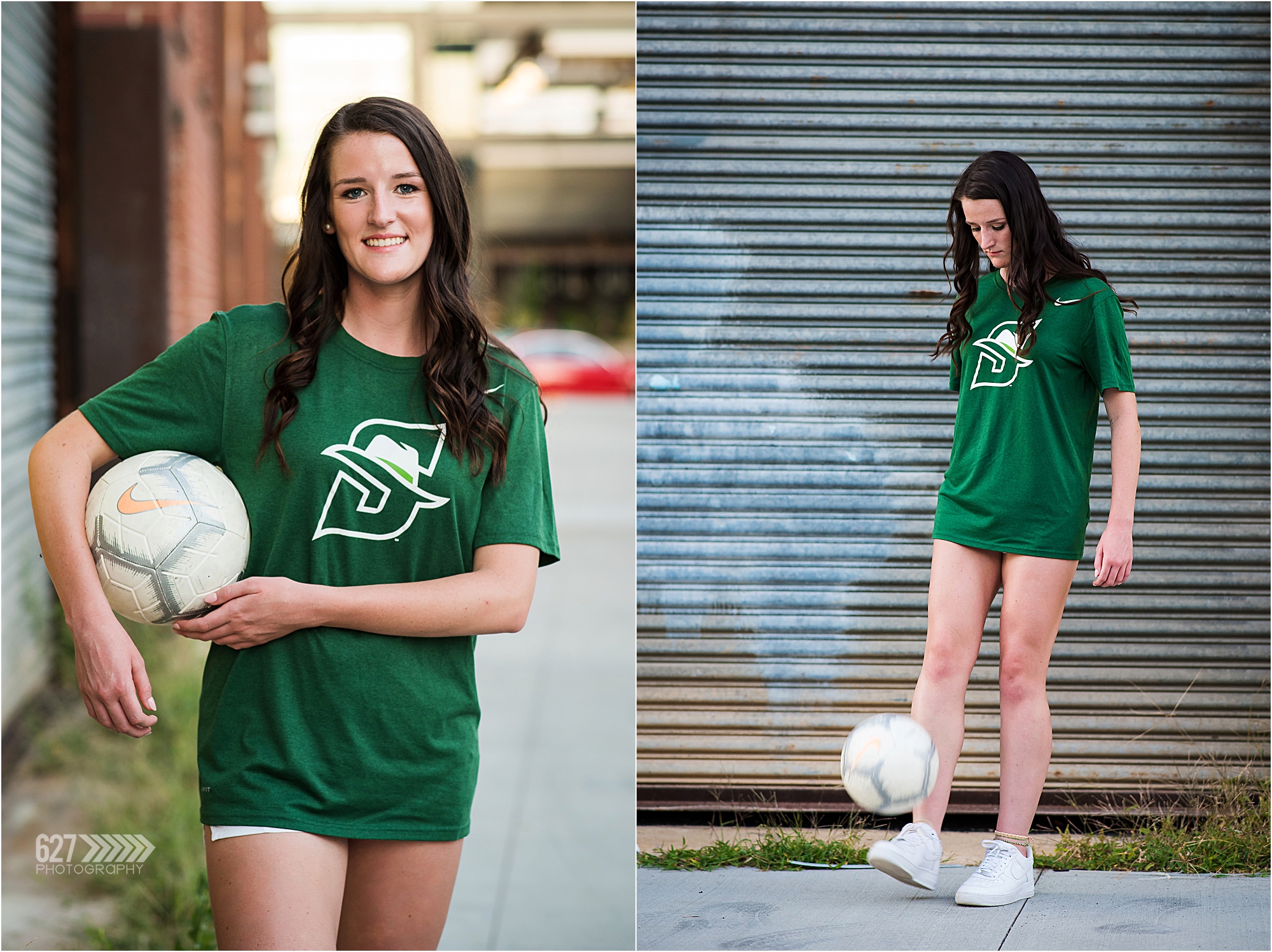 senior girl with soccer ball