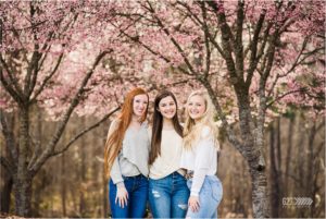 Senior Girls with Cherry Blossom Trees