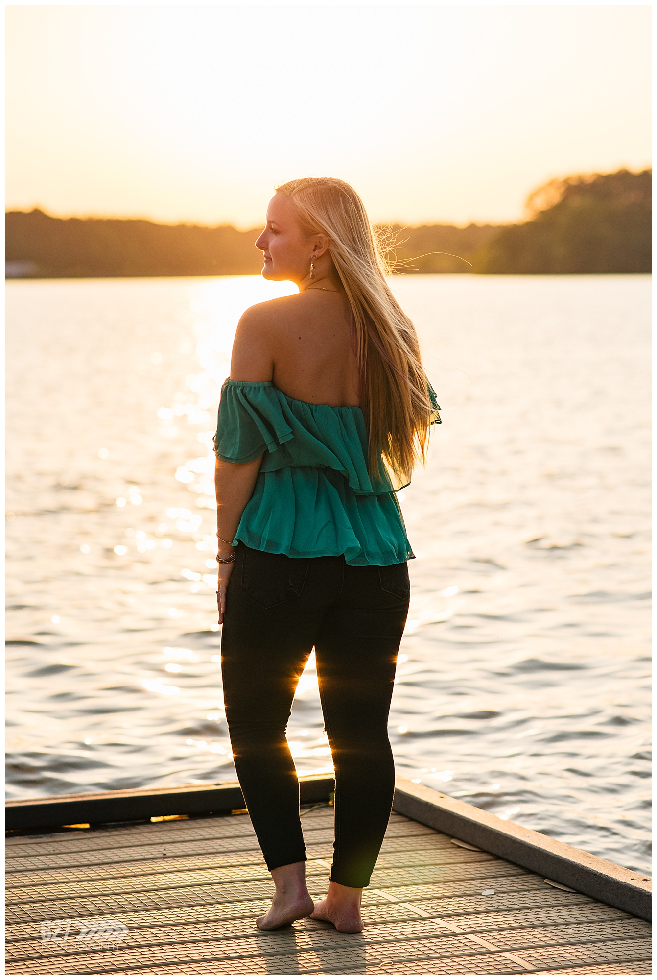 senior girl by the lake