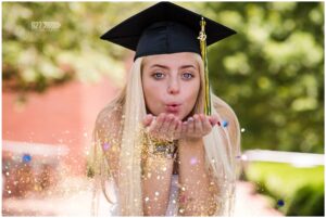 Grad cap and glitter senior girl