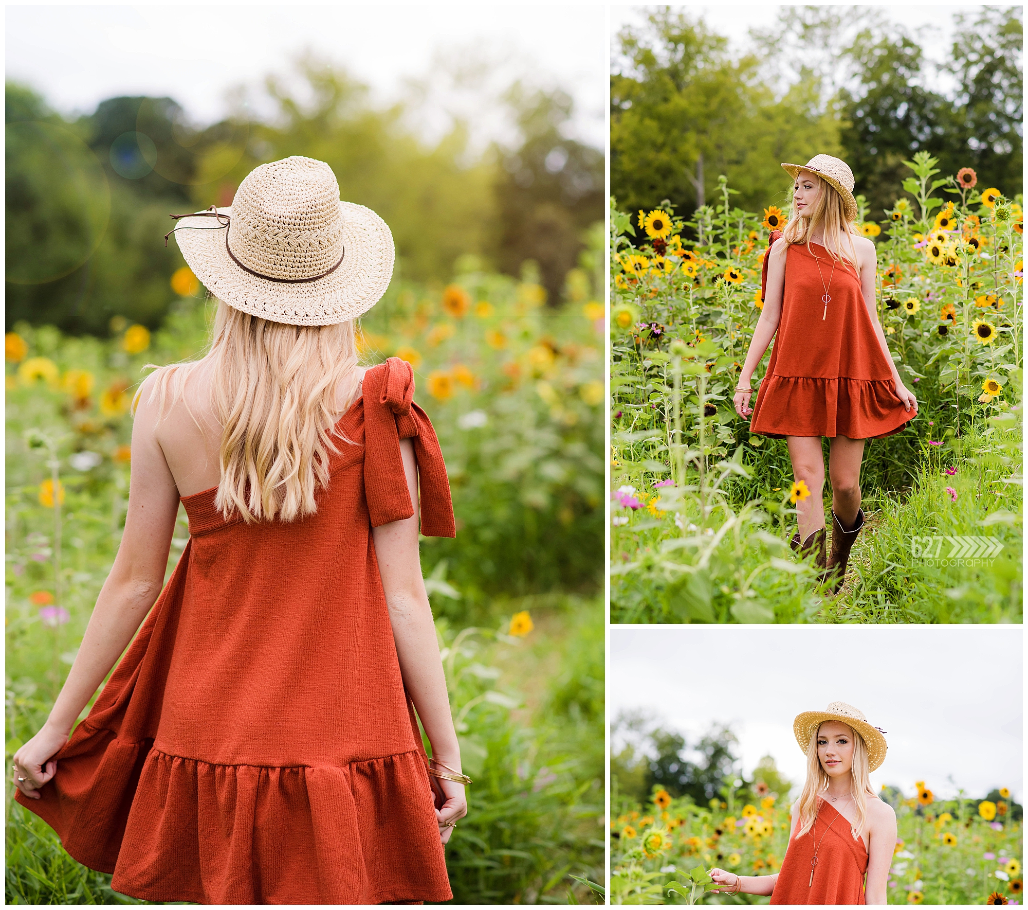 Senior girl in wildflower field