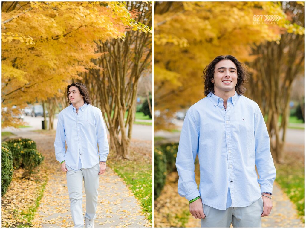 Fall Senior Portraits for Senior Guy in park 