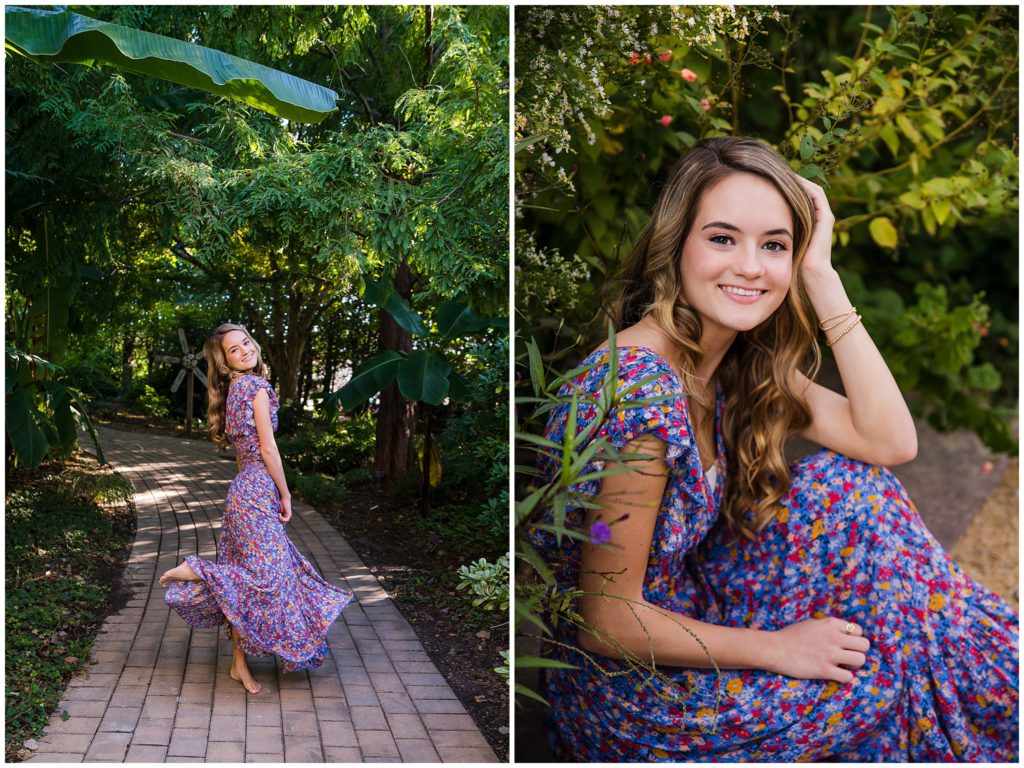 Senior Portraits Girl Arboretum Free People Flowy Dress Sunshine