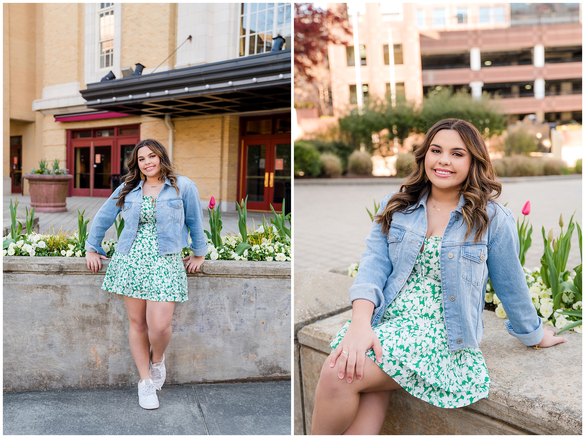 Apex NC senior session in downtown area