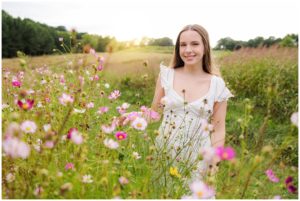 senior girl in wildflower field