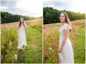 senior girl in wildflower field