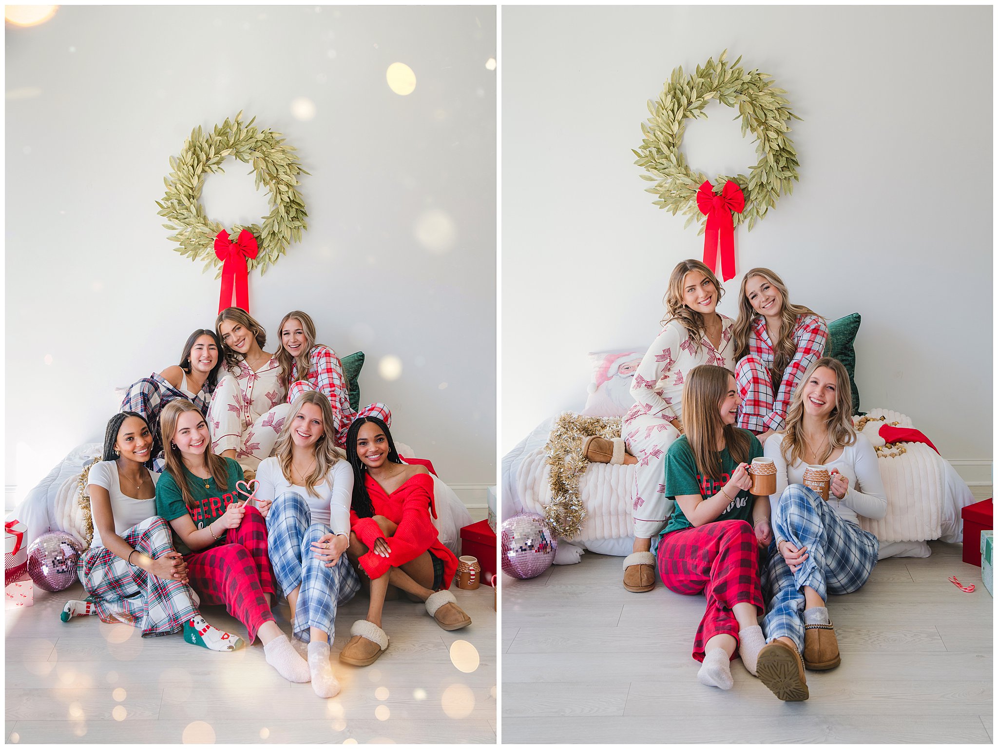 holiday photo shoot with christmas pj's