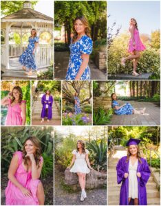 senior girl spring pictures in the garden cap and gown raulston arboretum raleigh nc