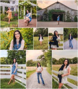 senior girl denim by the barn on a farm senior pictures lace