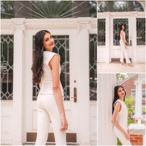 Senior photo session with multiple locations including studio, downtown, and nature