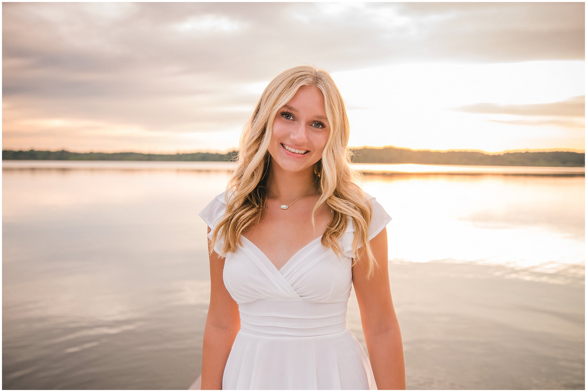 Sunset on the lake for high school senior portraits