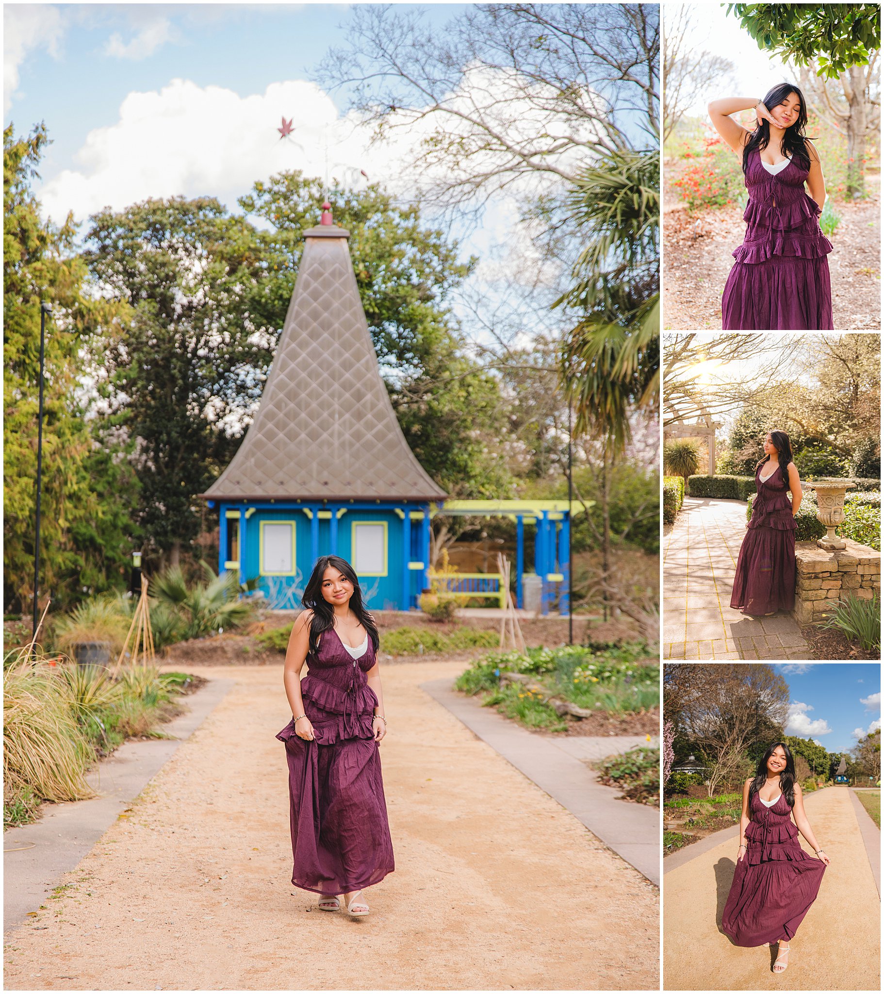 Erin during her Cary Christian senior picture session at Raulston Arboretum.