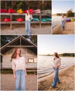 Waterfront senior portrait at Lake Crabtree