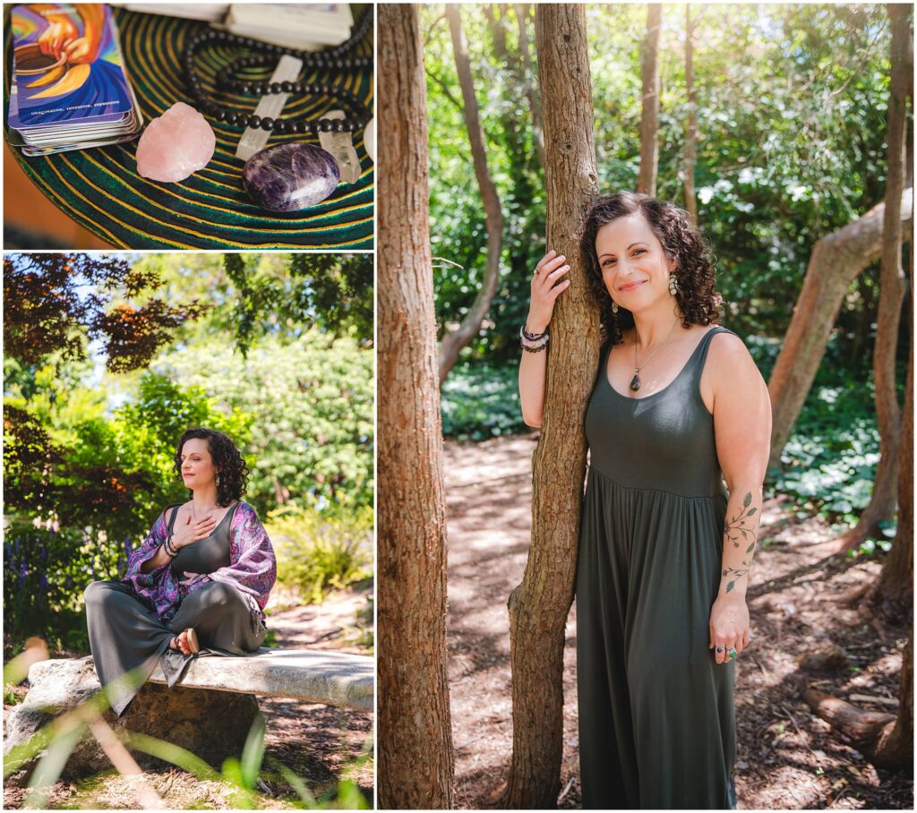 Natural branding portrait for therapist among the trees