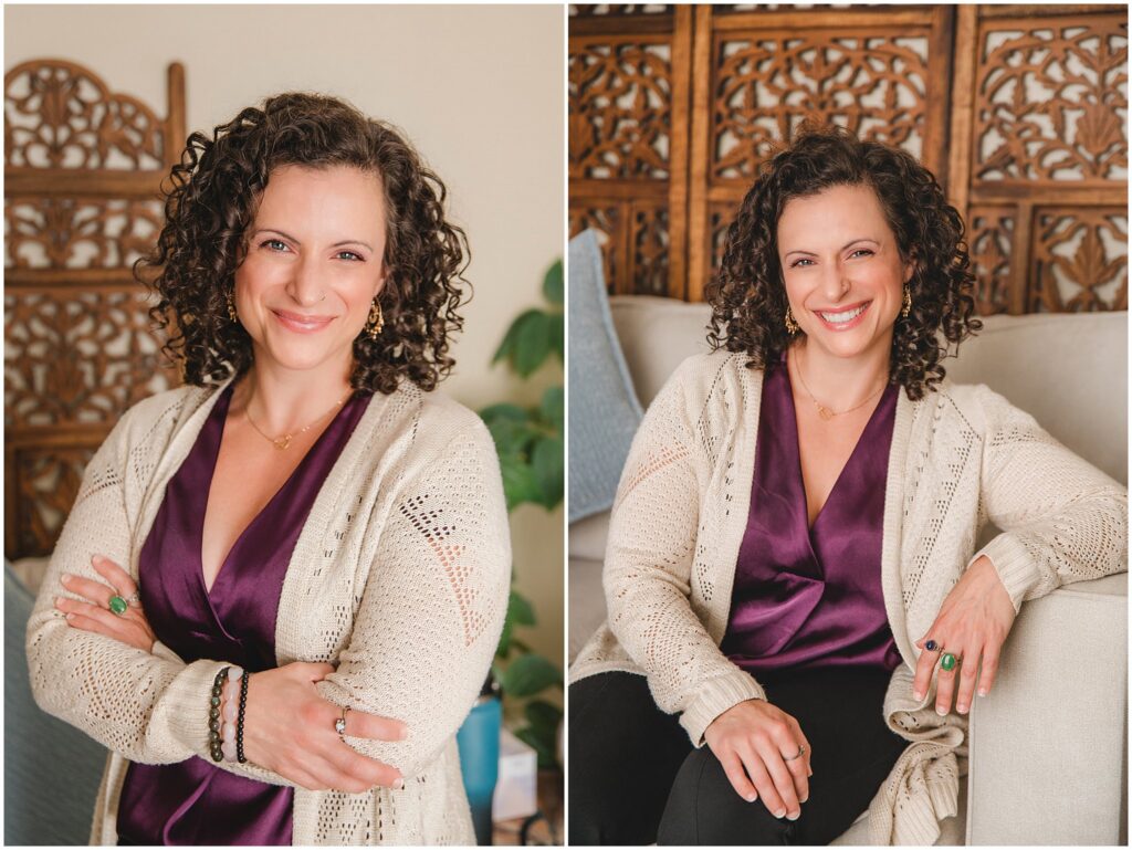 Professional branding portrait of a Cary therapist in a welcoming office.