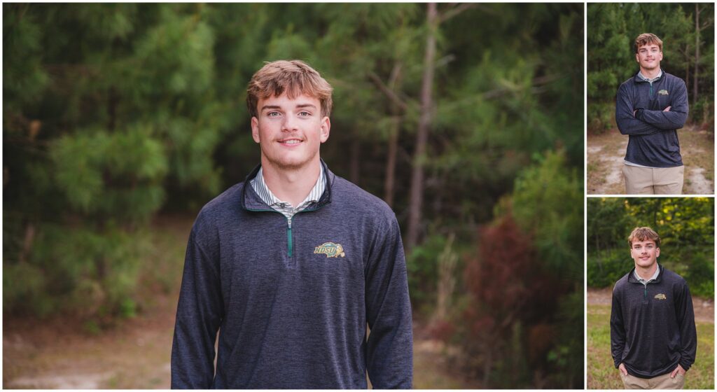 Senior portrait of Holly Springs graduate wearing North Dakota State University gear