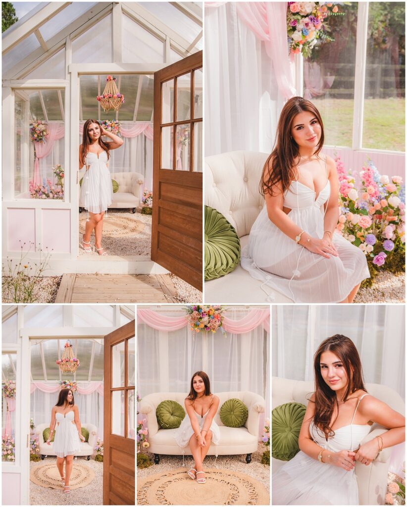 Individual senior portraits photographed at Polly's Petal Patch flower farm in Fuquay-Varina, North Carolina.