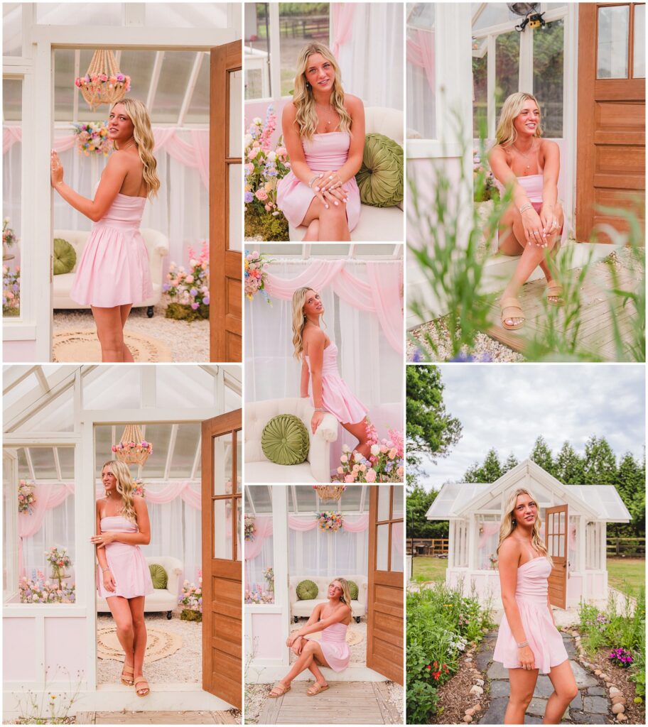 Individual senior portraits photographed at Polly's Petal Patch flower farm in Fuquay-Varina, North Carolina.
