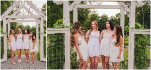 Senior Model Team members relaxing and laughing together outside the flower farm after their portrait session.