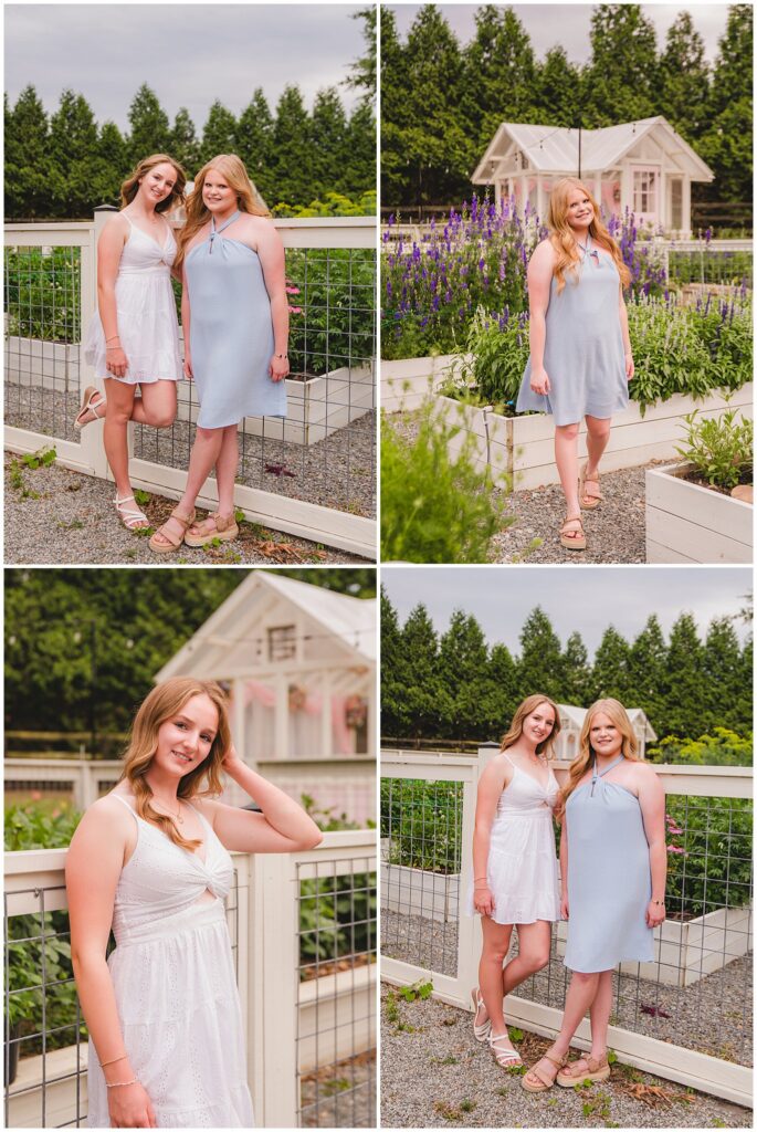 Senior Model Team members relaxing and laughing together outside the flower farm after their portrait session.