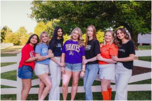 627 Photography Senior Model Team wearing college T-shirts