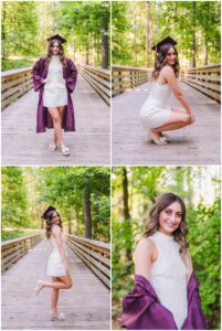 Class of 2026 senior wearing her cap and gown for graduation portraits