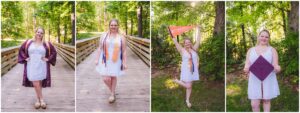 Class of 2026 senior wearing her cap and gown for graduation portraits