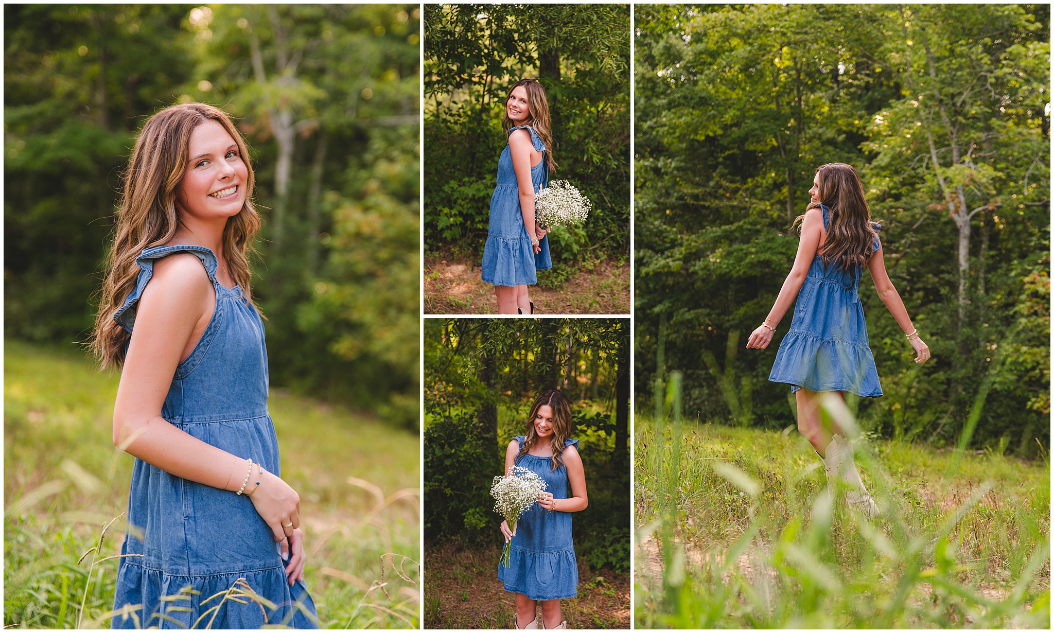 Senior girl posing in denim against a rustic country backdrop