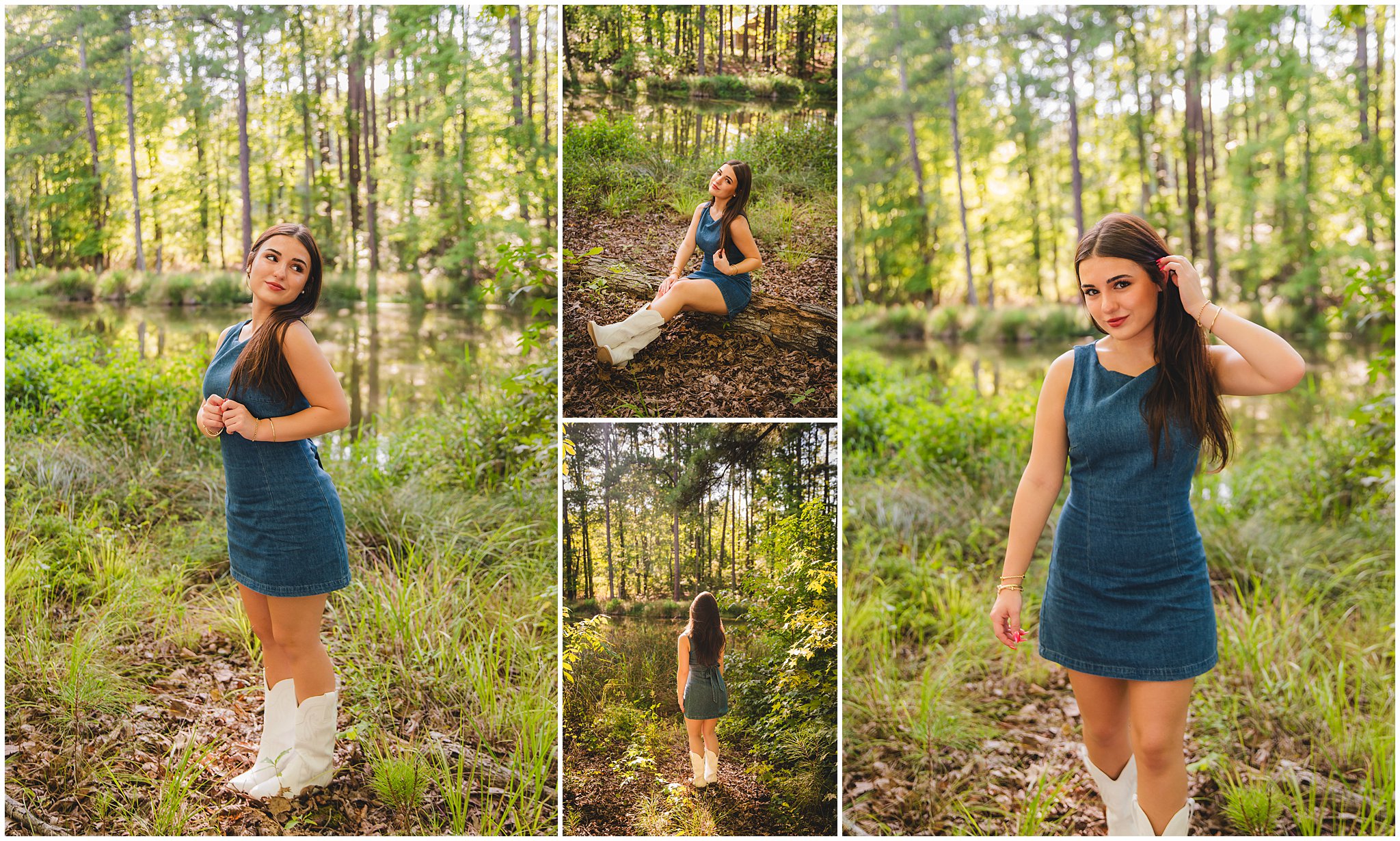 Senior girl posing in denim against a rustic country backdrop